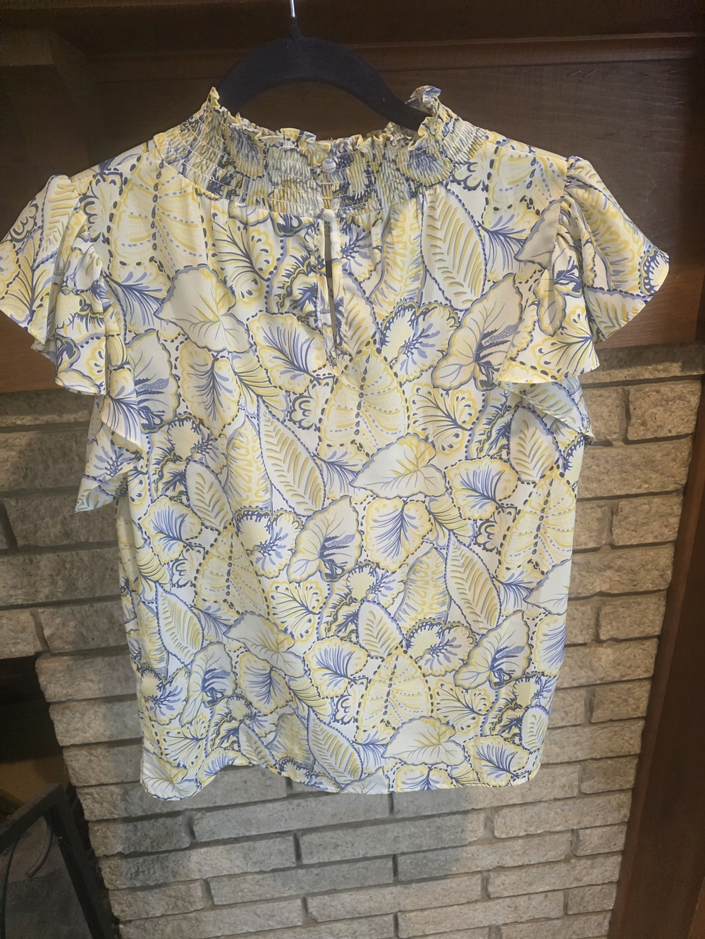 THML Yellow Floral Ruffle Sleeve Blouse - Picture 3 of 5